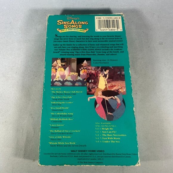 Disneys Sing Along Songs Zip-A-Dee-Doo-Dah (VHS 1993) Vol. 2 Classic Songs - Picture 2 of 3